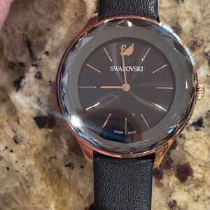 Swarovski Black and Rose Gold Crystalline Watch Excellent Condition